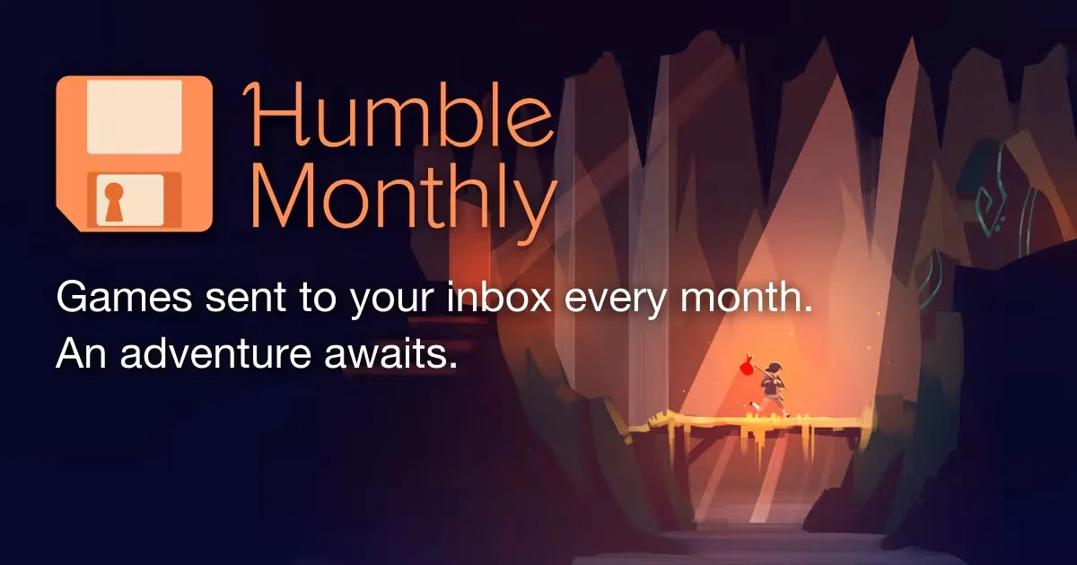 Humble Monthly(現Humble Choice)の案内バナー画像(Humble Monthlyのロゴと『Games sent to your inbox every month』のテキスト)