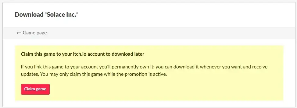 Itch.io claim game