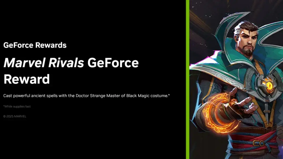 GeForce RewardsでMarvel RivalsのDoctor Strange Master of Black Magic costumeが無料配布中
