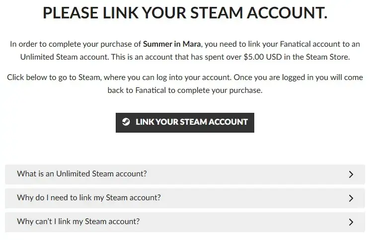 FanaticalとSteamのアカウントリンク