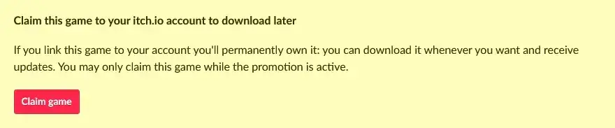 itchio Claim game