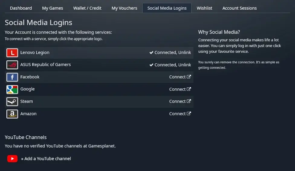 Gamesplanetアカウント連携