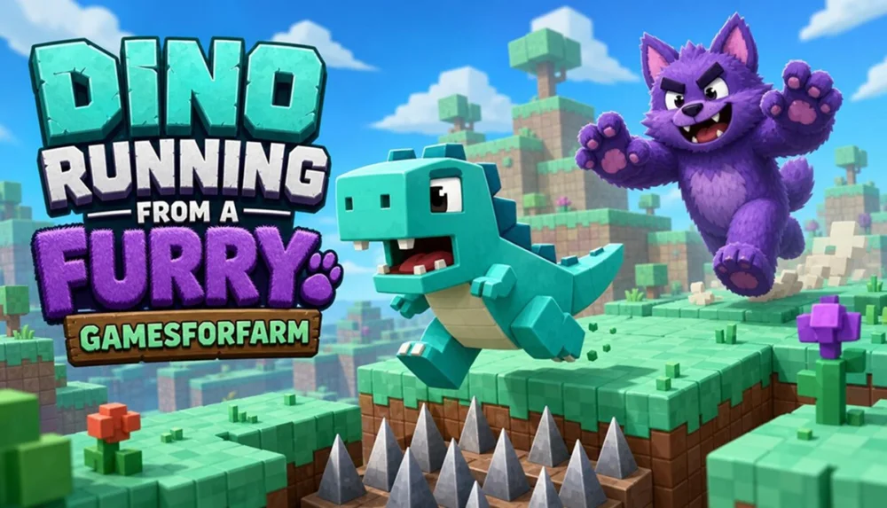 Dino running from a FURRY: GAMESFORFARM
