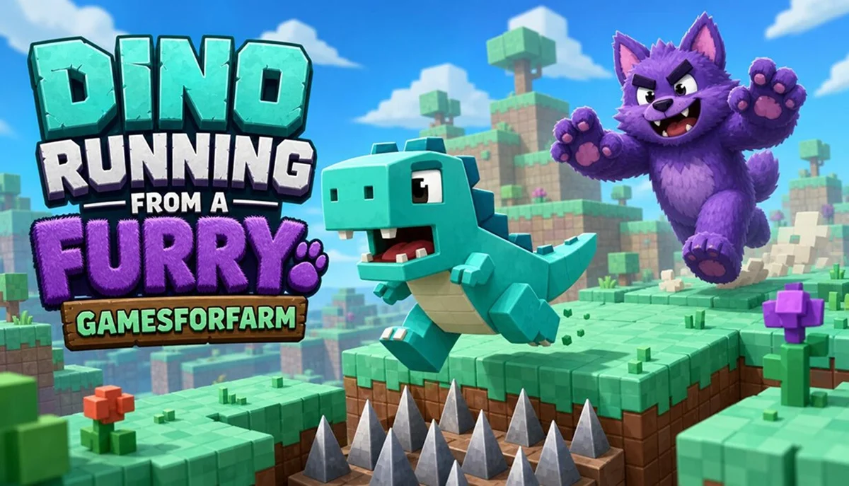 Dino running from a FURRY: GAMESFORFARM