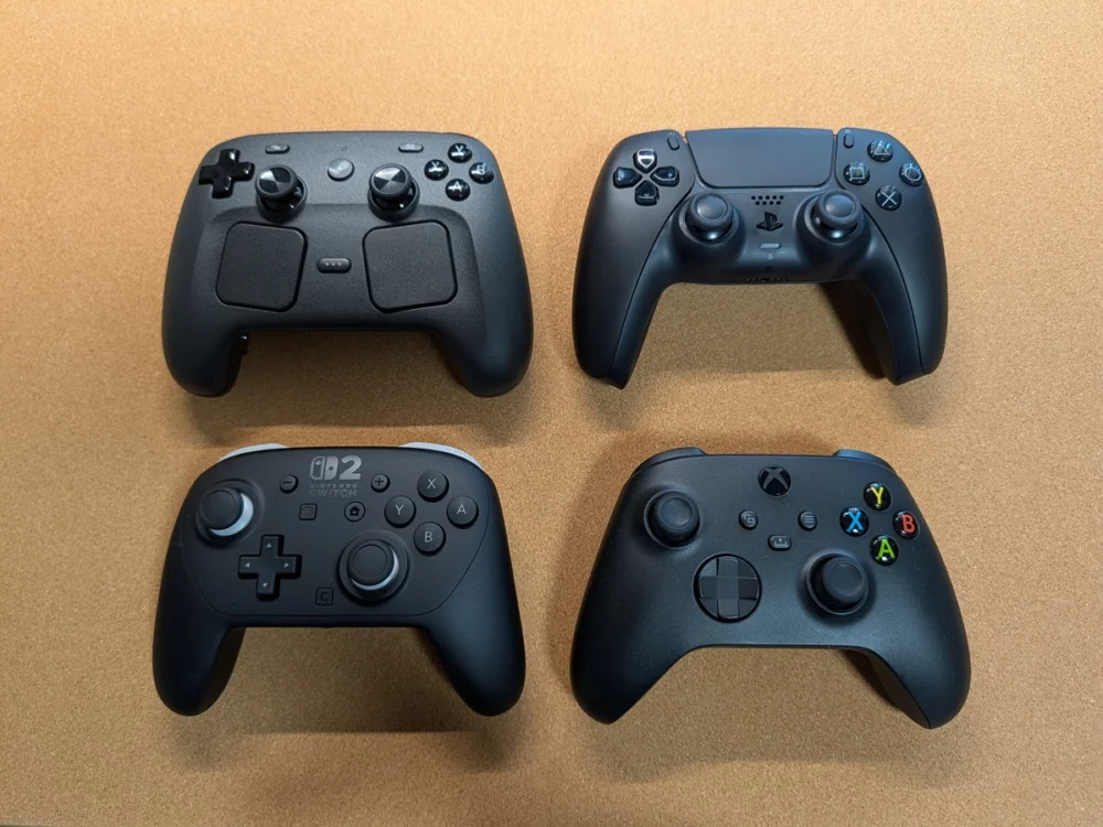 Steam Controlle、Xbox ワイヤレス コントローラー、DualSense、Switch 2 Proコントローラー比較