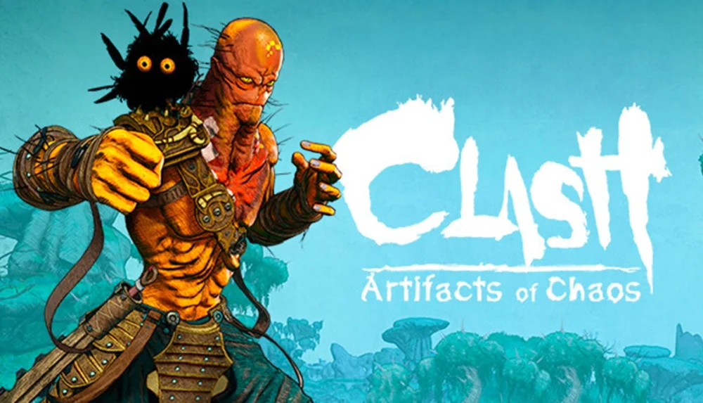 Amazon Luna・Prime Gamingで無料配布中のアクションゲーム『Clash: Artifacts of Chaos』のタイトルロゴとキャラクターイラスト