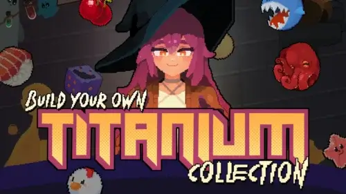 Fanaticalの『Build your own Titanium Collection』バナー画像とドット絵の魔女キャラクターイラスト