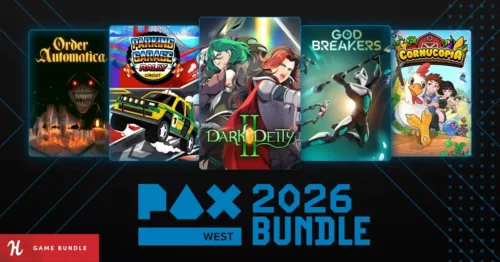 Humble Bundleの『PAX West 2026 Bundle』バナー画像と『Dark Deity II』『Cornucopia』などインディーゲームのイラスト