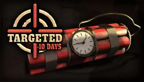 Epic Games Storeで無料配布中のゲーム『Targeted –10 Days』のタイトルロゴとキービジュアル