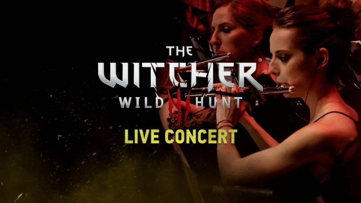 GOG.comで無料配布中の『Video Game Show - The Witcher 3: Wild Hunt concert』タイトルロゴとオーケストラ演奏者の写真