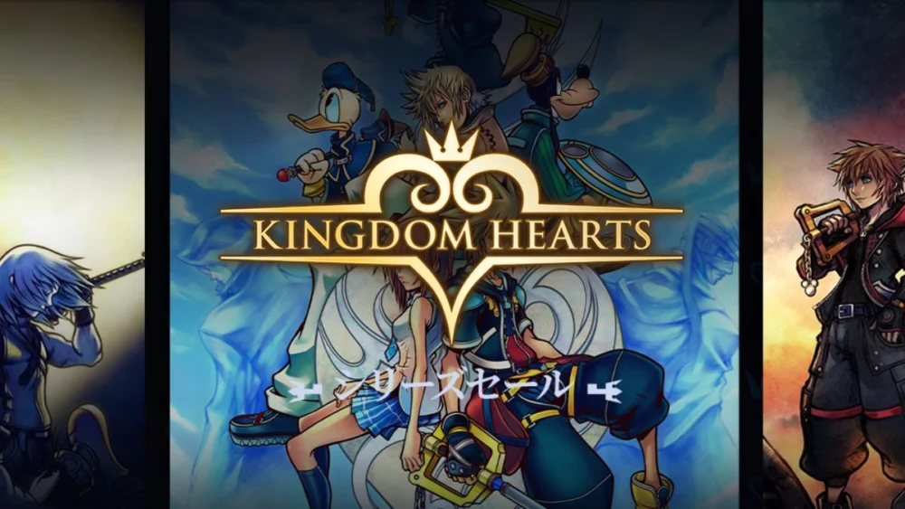 Steamの『KINGDOM HEARTS（キングダム ハーツ）シリーズセール』バナー画像とソラやドナルド、グーフィーのイラスト