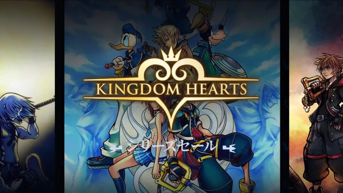 Steamの『KINGDOM HEARTS(キングダム ハーツ)シリーズセール』バナー画像とソラやドナルド、グーフィーのイラスト