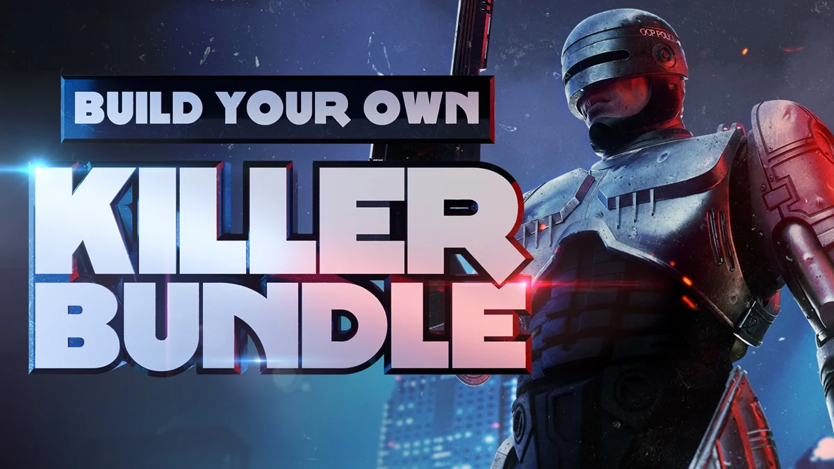 Fanaticalの『Build Your Own Killer Bundle 2026年9月版』バナー画像とロボコップのイラスト