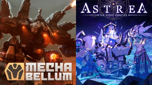 Epic Games Storeで無料配布中の『Mechabellum』のメカイラストと『Astrea: Six-Sided Oracles』のキャラクターイラストが並んだバナー画像