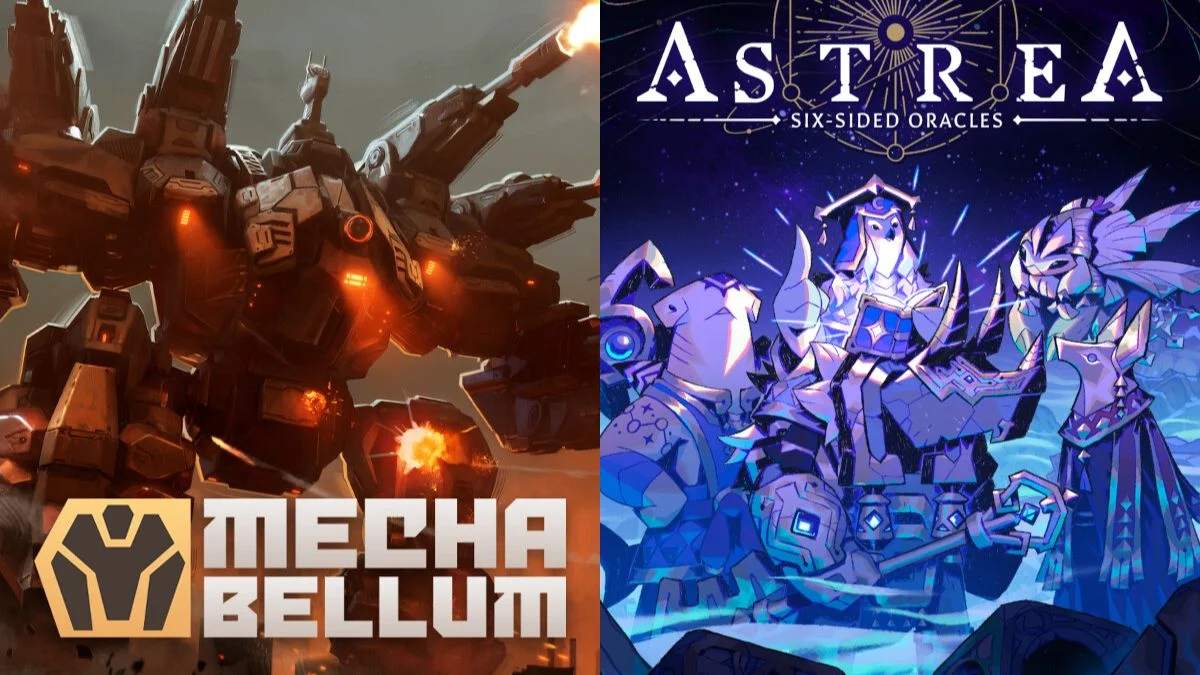 Epic Games Storeで無料配布中の『Mechabellum』のメカイラストと『Astrea: Six-Sided Oracles』のキャラクターイラストが並んだバナー画像