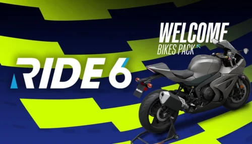 Alienware Arenaで無料配布中のDLC『RIDE 6 - Welcome Bikes Pack』のタイトルロゴとスポーツバイクの画像