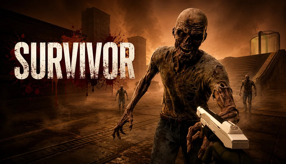 Steamで配信停止が告知されたゾンビサバイバルゲーム『Survivor』のタイトルロゴと迫りくるゾンビのイラスト