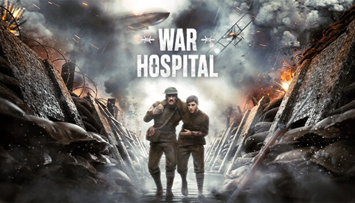 Amazon Luna（Prime Gaming）で無料配布中のゲーム『War Hospital』のタイトルロゴと負傷兵を抱える救護兵のイラスト